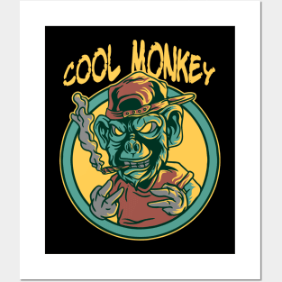 cool monkey illustration Posters and Art